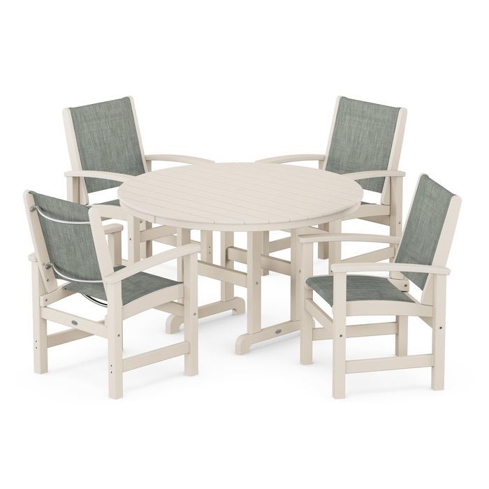 Coastal 5-Piece Round Farmhouse Dining Set