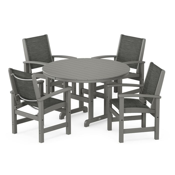 Coastal 5-Piece Round Farmhouse Dining Set