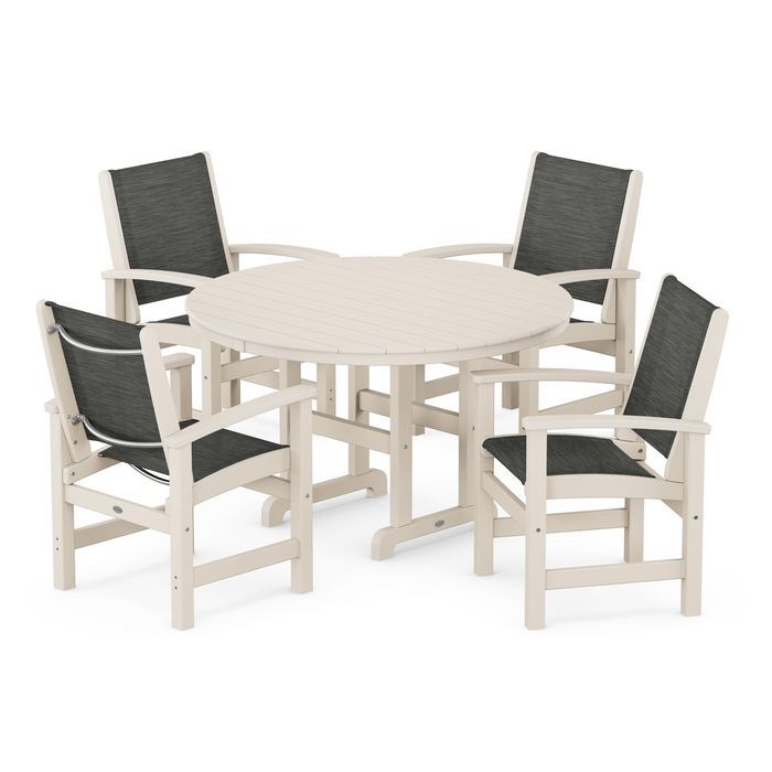 Coastal 5-Piece Round Farmhouse Dining Set