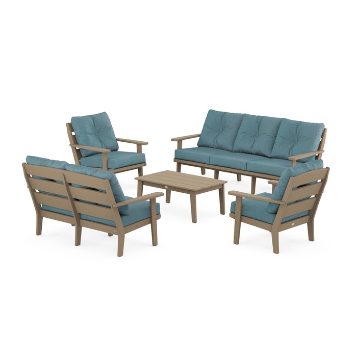 Lakeside 5-Piece Lounge Sofa Set in Vintage Finish