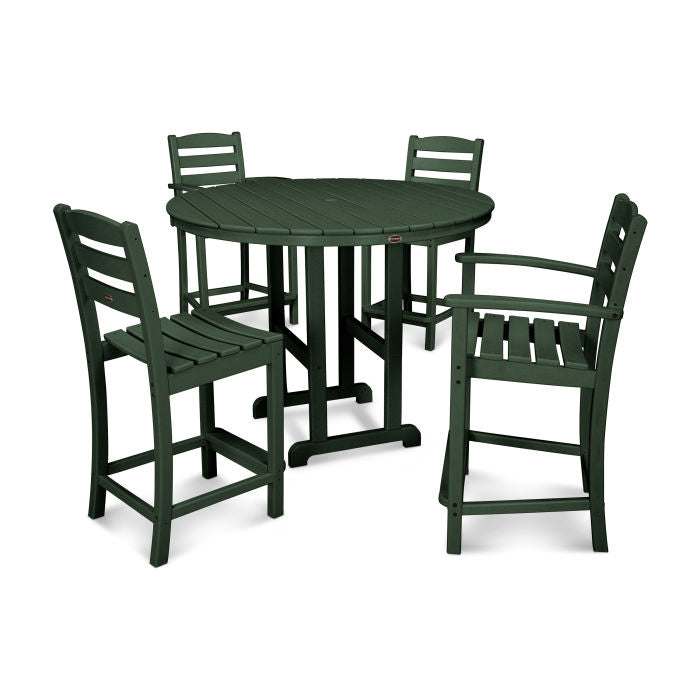 La Casa Café 5-Piece Round Farmhouse Counter Dining Set