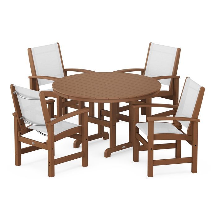 Coastal 5-Piece Round Farmhouse Dining Set