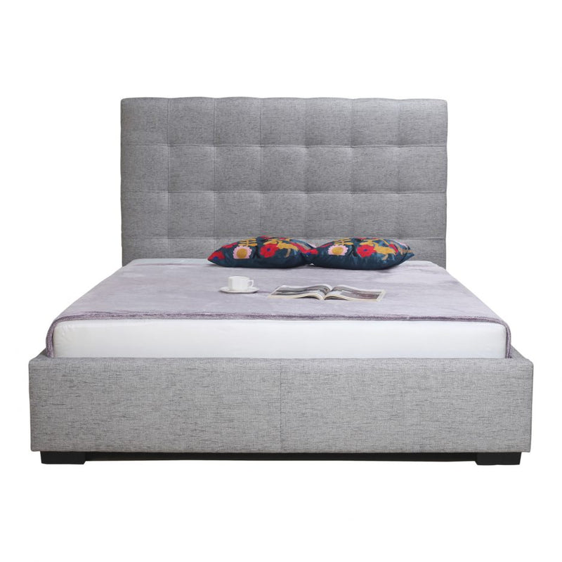 Belle Storage Bed Queen Light Grey Fabric