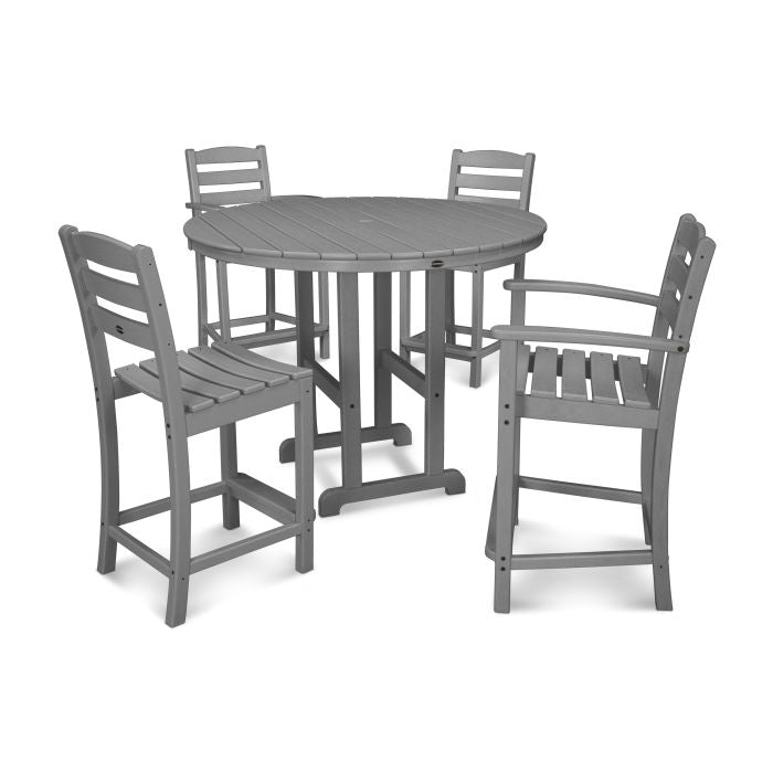 La Casa Café 5-Piece Round Farmhouse Counter Dining Set