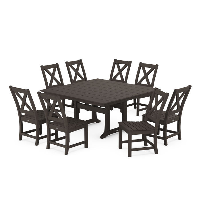 Braxton Side Chair 9-Piece Farmhouse Dining Set in Vintage Finish