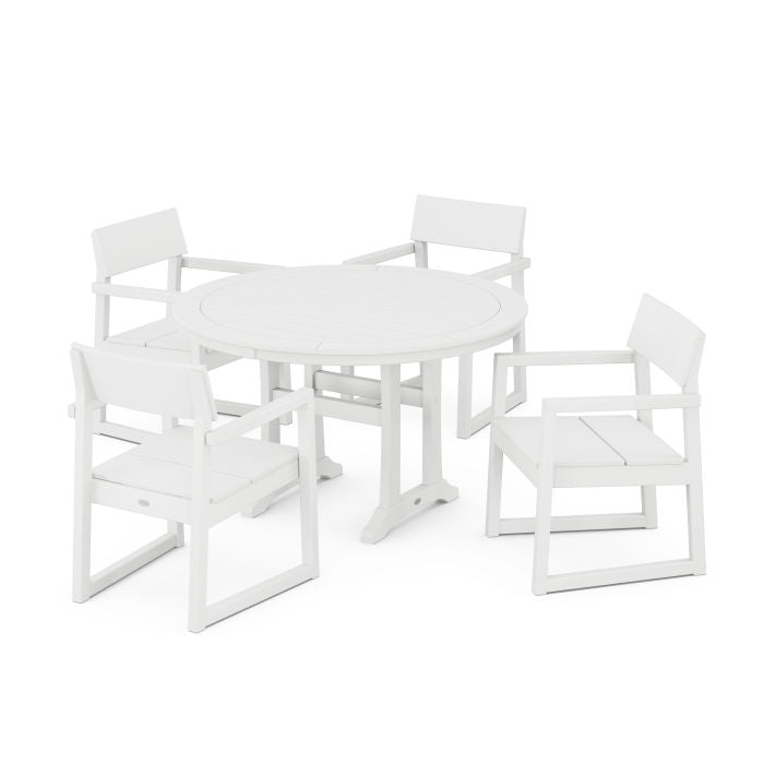 EDGE 5-Piece Round Dining Set with Trestle Legs
