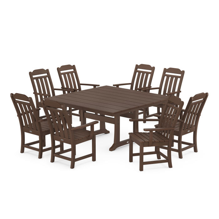 Country Living 9-Piece Square Farmhouse Dining Set with Trestle Legs
