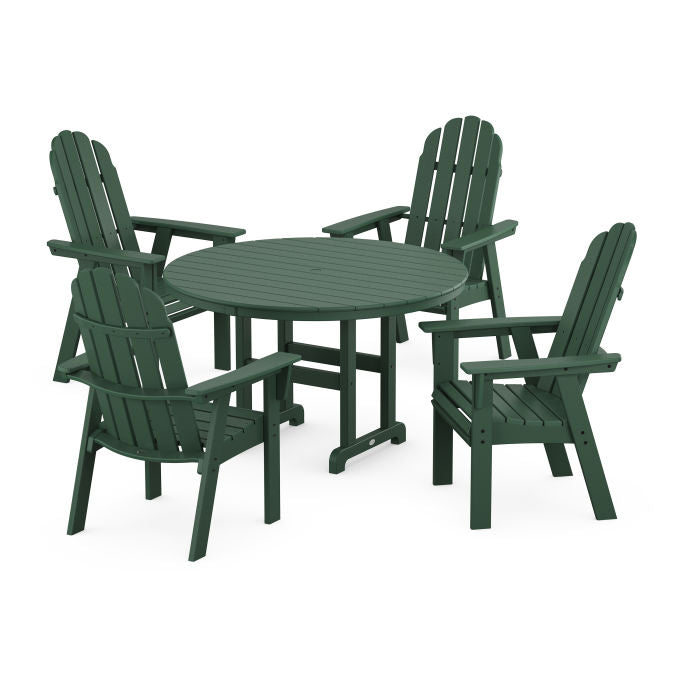 Vineyard Curveback Adirondack 5-Piece Round Farmhouse Dining Set