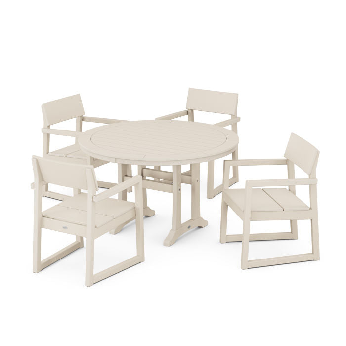EDGE 5-Piece Round Dining Set with Trestle Legs