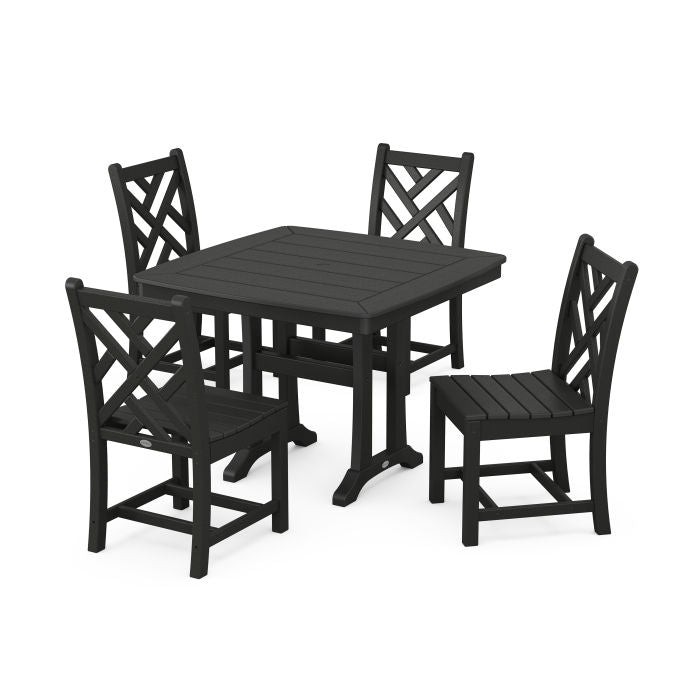 Chippendale Side Chair 5-Piece Dining Set with Trestle Legs