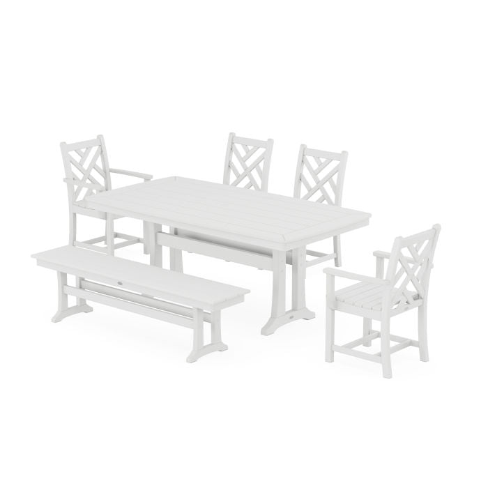 Chippendale 6-Piece Dining Set with Trestle Legs