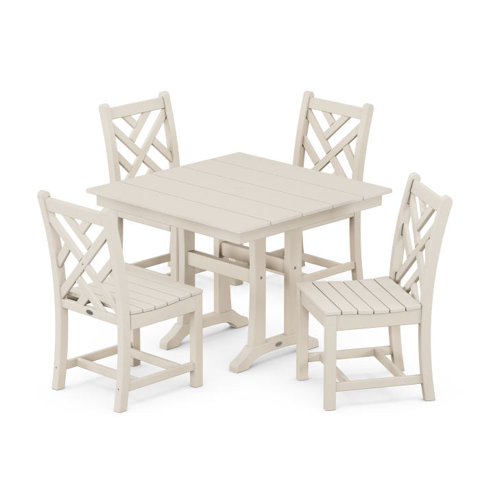 Chippendale 5-Piece Farmhouse Trestle Side Chair Dining Set