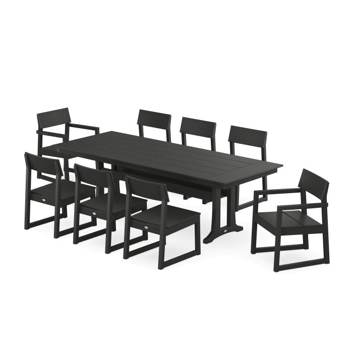 EDGE 9-Piece Farmhouse Dining Set with Trestle Legs