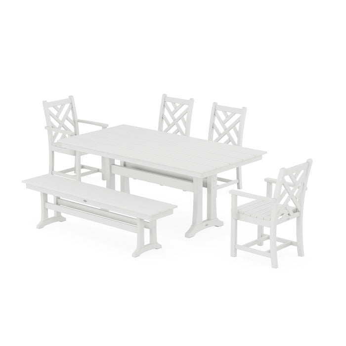 Chippendale 6-Piece Farmhouse Dining Set With Trestle Legs