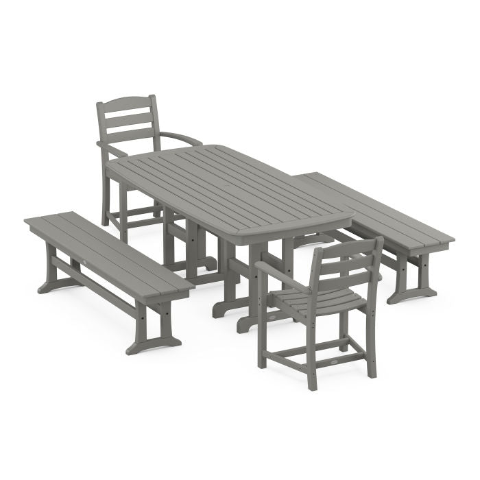 La Casa Café 5-Piece Dining Set with Benches