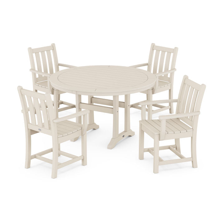 Traditional Garden 5-Piece Round Dining Set with Trestle Legs