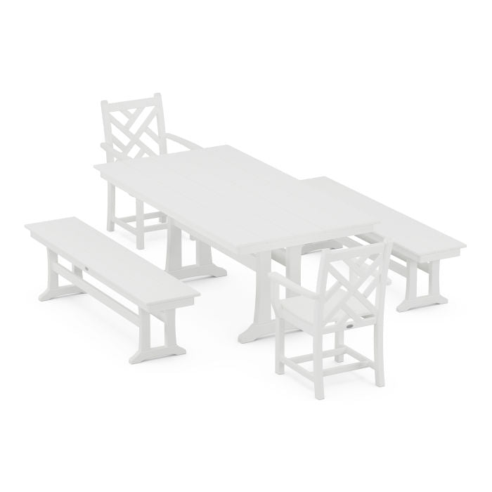Chippendale 5-Piece Farmhouse Dining Set With Trestle Legs