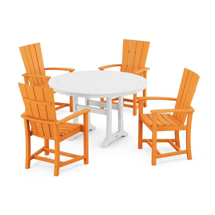 Quattro 5-Piece Round Dining Set with Trestle Legs