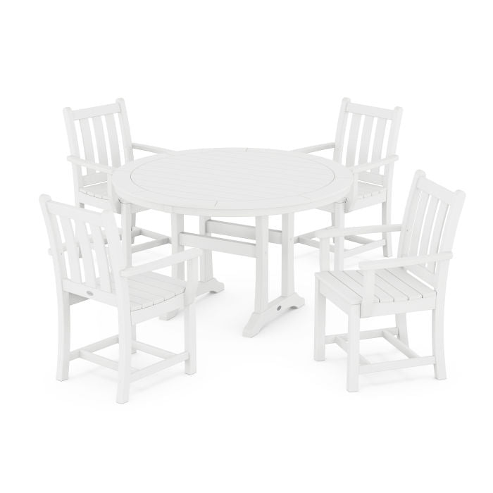 Traditional Garden 5-Piece Round Dining Set with Trestle Legs