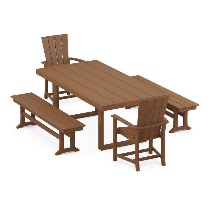 Quattro 5-Piece Dining Set with Benches