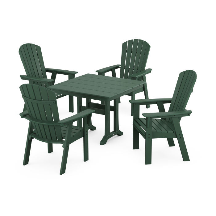 Nautical Adirondack 5-Piece Farmhouse Dining Set With Trestle Legs