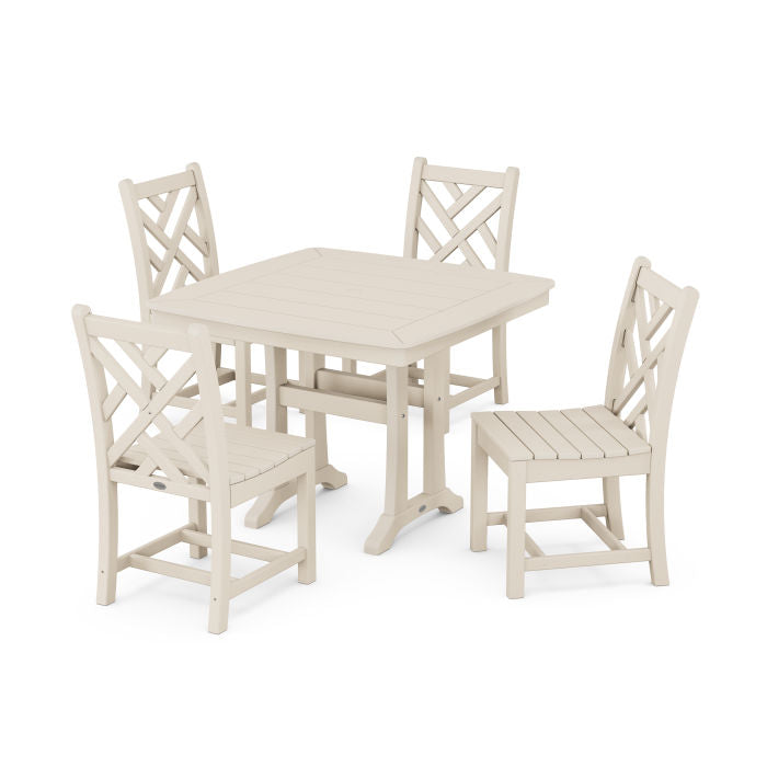 Chippendale Side Chair 5-Piece Dining Set with Trestle Legs