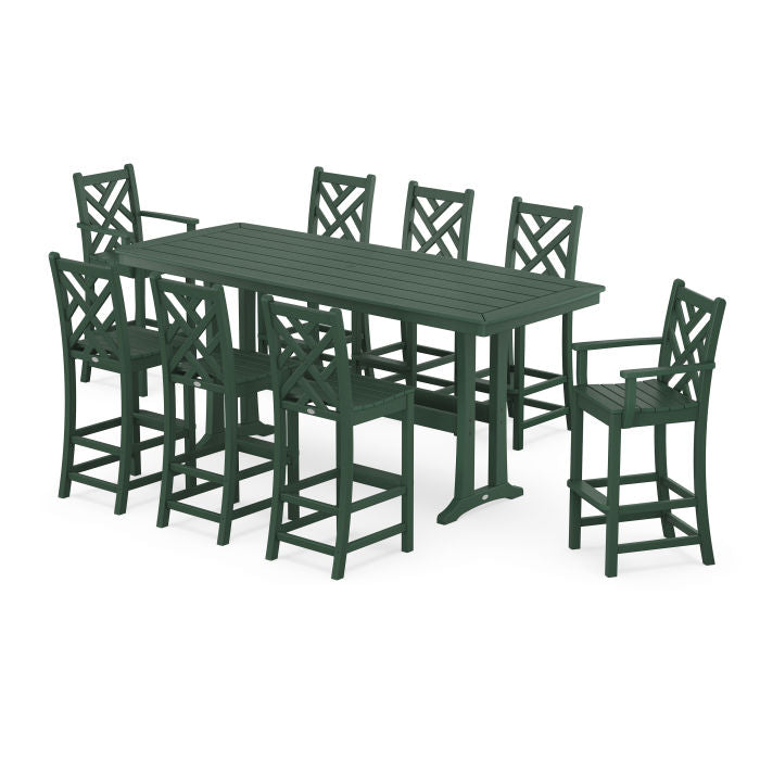 Chippendale 9-Piece Bar Set with Trestle Legs