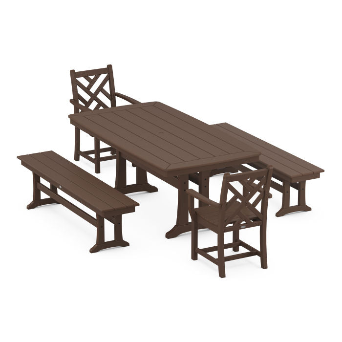 Chippendale 5-Piece Dining Set with Trestle Legs