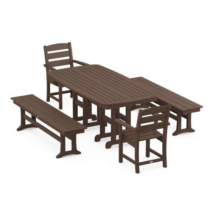 Lakeside 5-Piece Dining Set with Benches
