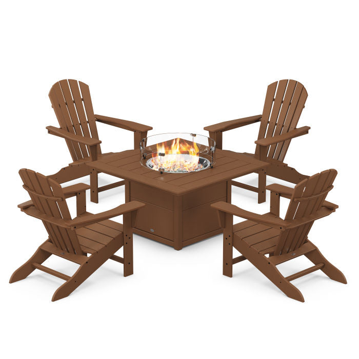 Palm Coast 5-Piece Adirondack Chair Conversation Set with Fire Pit Table