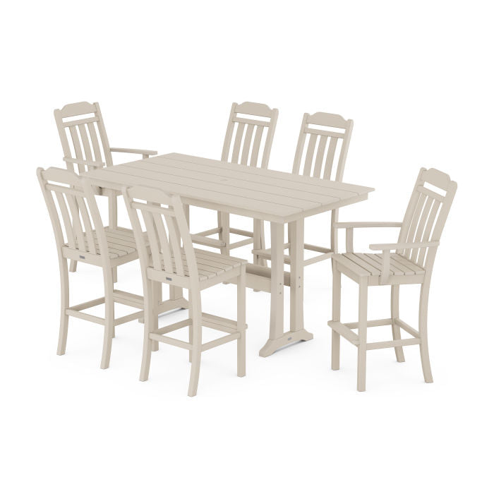 Country Living 7-Piece Farmhouse Bar Set with Trestle Legs