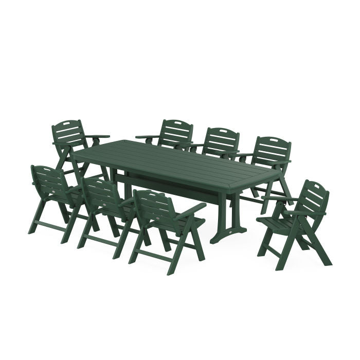 Nautical Lowback 9-Piece Dining Set with Trestle Legs