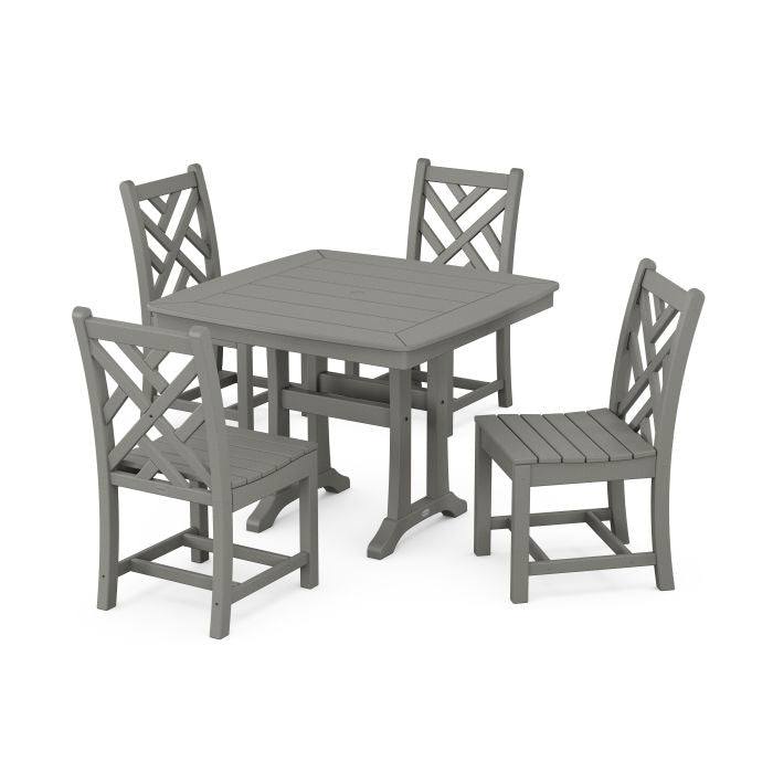 Chippendale Side Chair 5-Piece Dining Set with Trestle Legs