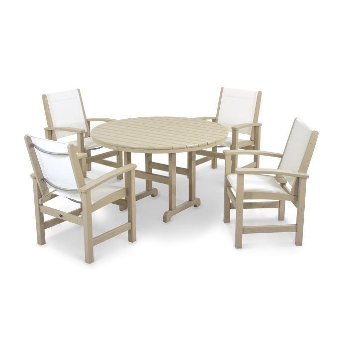Coastal 5-Piece Round Farmhouse Dining Set