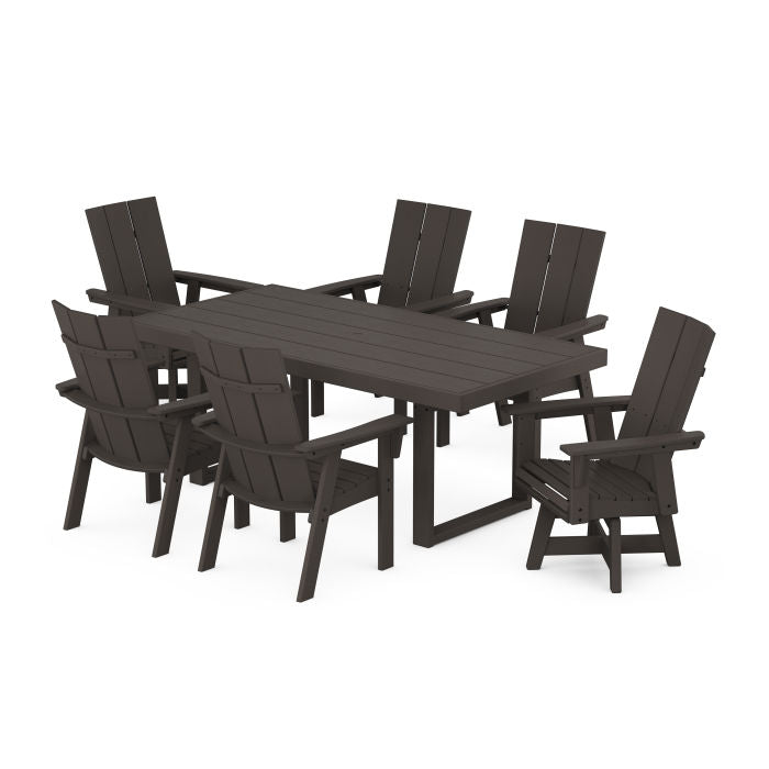 Modern Adirondack 7-Piece Dining Set with Trestle Legs in Vintage Finish