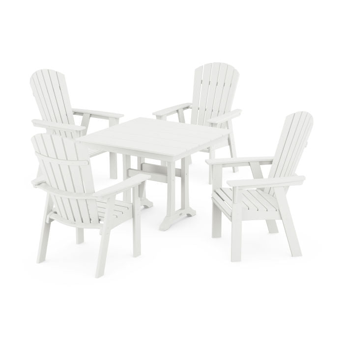Nautical Adirondack 5-Piece Farmhouse Dining Set With Trestle Legs in Vintage Finish