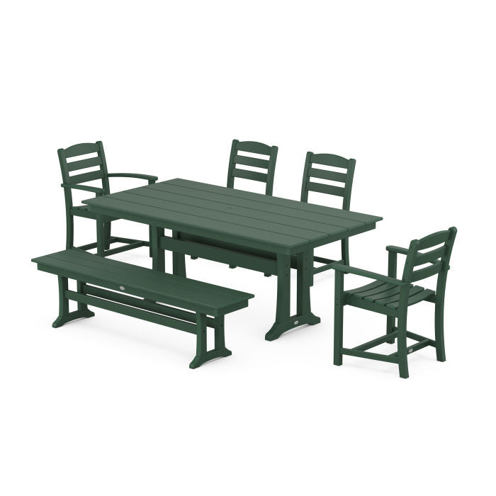 La Casa Cafe 6-Piece Farmhouse Dining Set With Trestle Legs