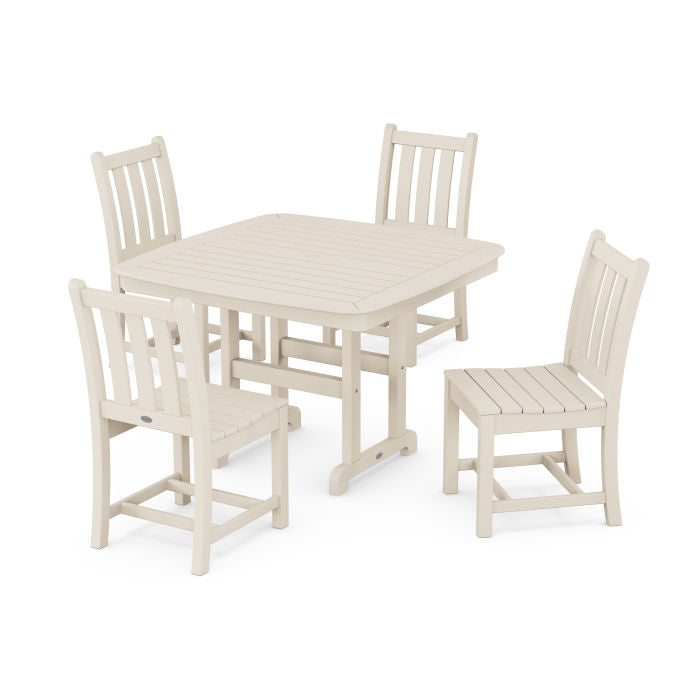 Traditional Garden Side Chair 5-Piece Dining Set with Trestle Legs