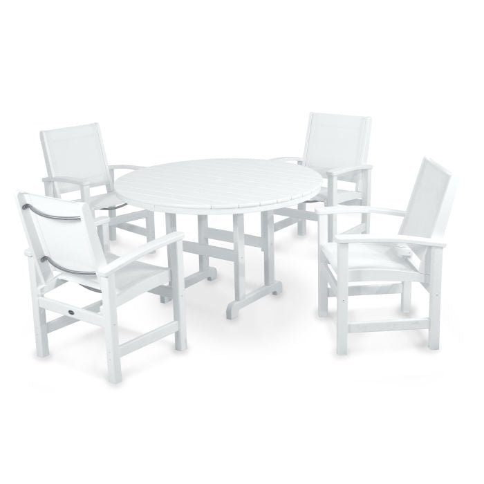 Coastal 5-Piece Round Farmhouse Dining Set
