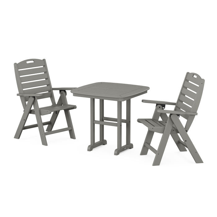 Nautical Folding Highback Chair 3-Piece Dining Set