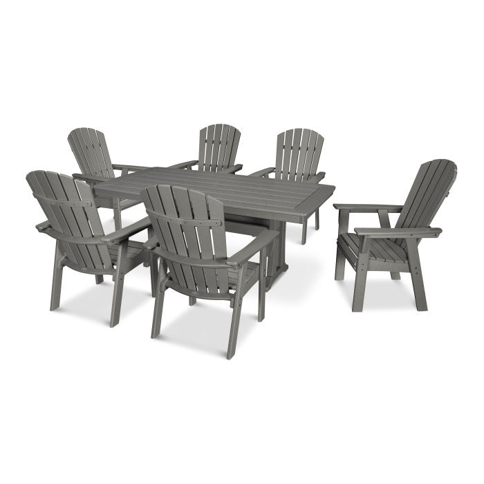 Nautical Curveback Adirondack 7-Piece Dining Set with Trestle Legs