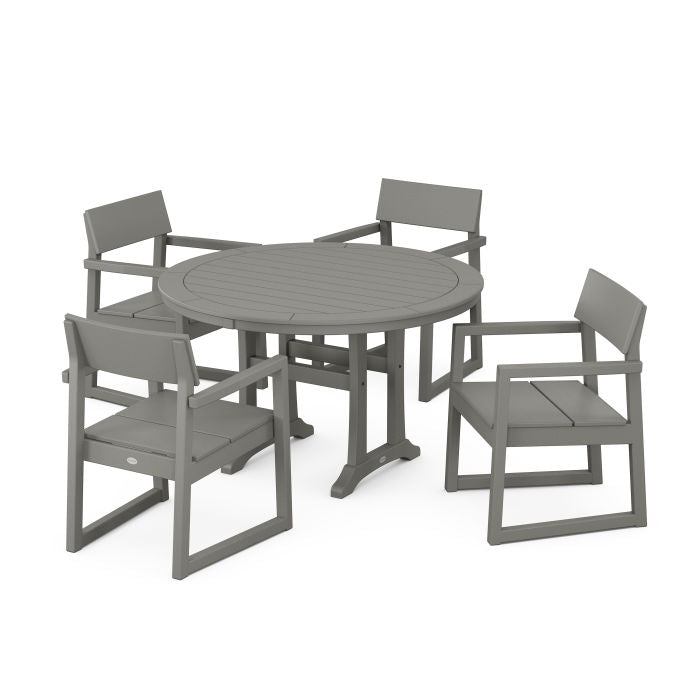 EDGE 5-Piece Round Dining Set with Trestle Legs