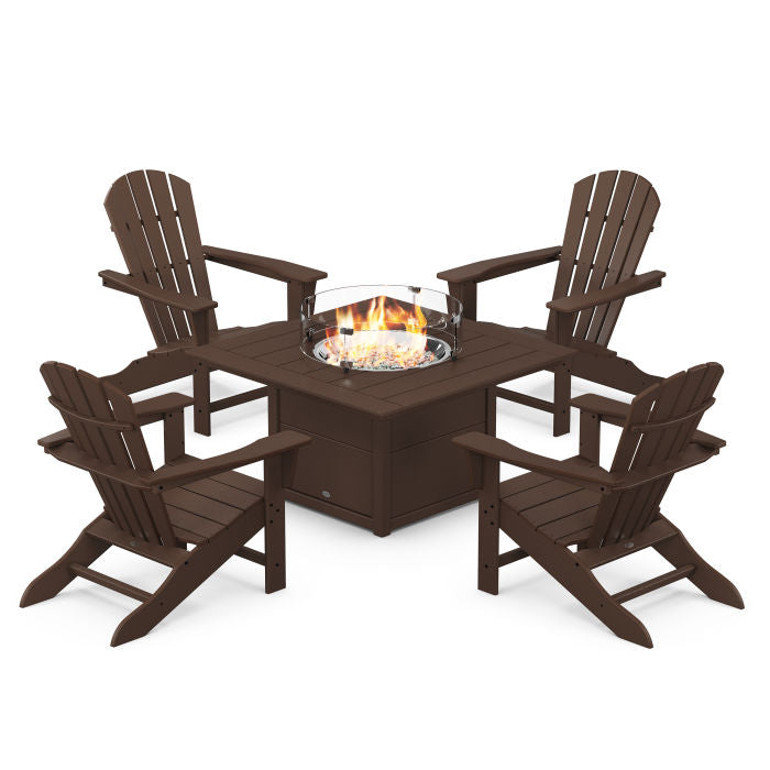 Palm Coast 5-Piece Adirondack Chair Conversation Set with Fire Pit Table