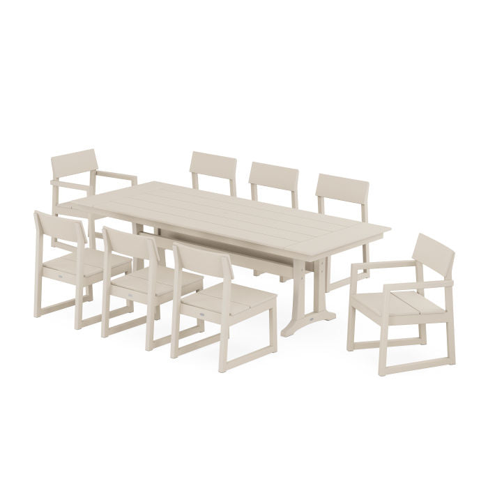 EDGE 9-Piece Farmhouse Dining Set with Trestle Legs