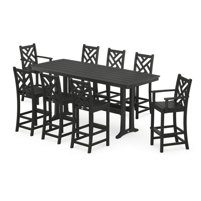 Chippendale 9-Piece Bar Set with Trestle Legs