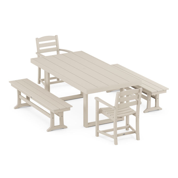 La Casa Café 5-Piece Dining Set with Benches