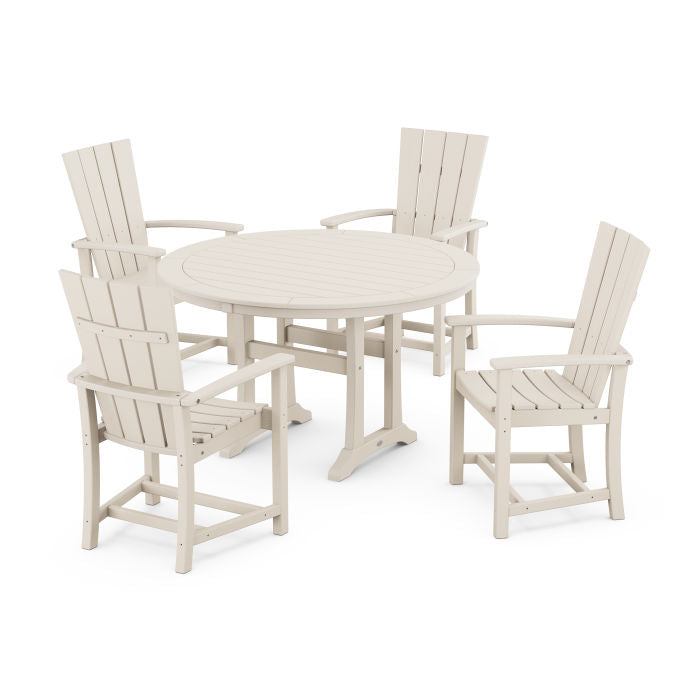 Quattro 5-Piece Round Dining Set with Trestle Legs