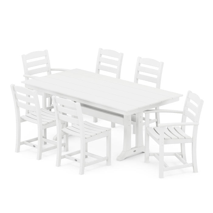 La Casa Café 7-Piece Farmhouse Trestle Dining Set
