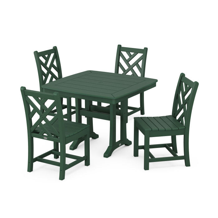 Chippendale Side Chair 5-Piece Dining Set with Trestle Legs