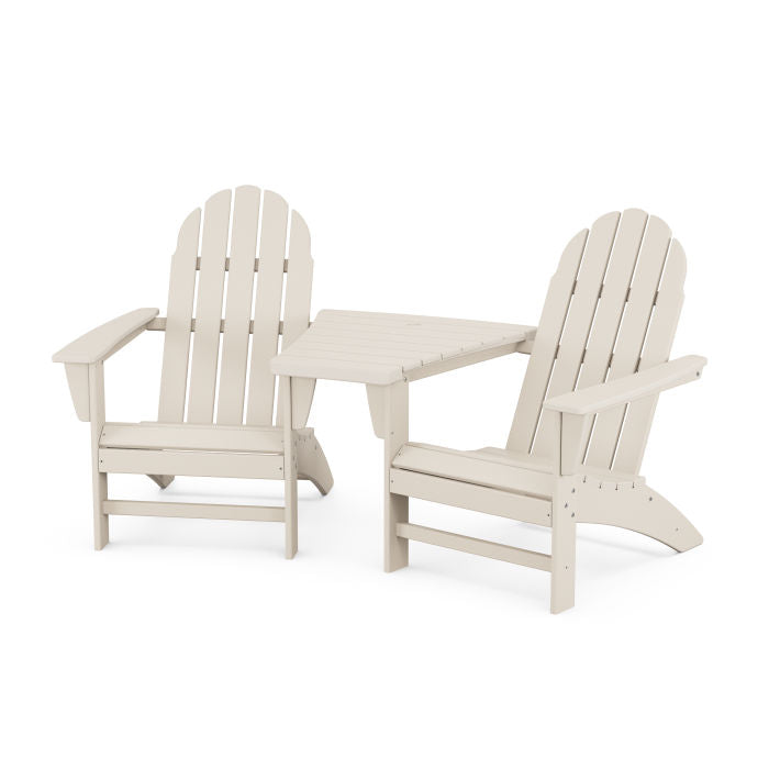 Vineyard 3-Piece Adirondack Set with Angled Connecting Table